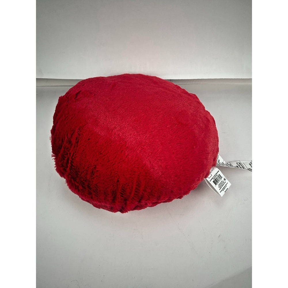New Mainstays Faux Fur Round Decorative Throw Pillow 16" RED